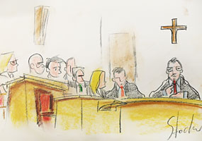 Ilustração do Tribunal do Juri do casal Nardoni - Paulo Stocker