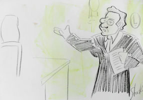 Ilustração do Tribunal do Juri do casal Nardoni - Paulo Stocker