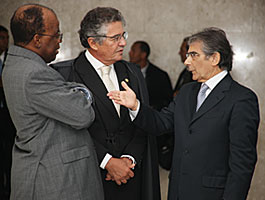 Ministros Joaquim Barbosa, Marco Aurélio e Carlos Brito - Gervásio Baptista/SCO/STF