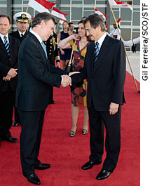 Pres. do STF, ministro Cezar Peluso recebe em visita oficial o presidente da República da Colômbia, Juan Manuel Santos. (01/09/2010) - Gil Ferreira/SCO/STF