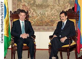 Pres. do STF, ministro Cezar Peluso recebe em visita oficial o presidente da República da Colômbia, Juan Manuel Santos. (01/09/2010) - Carlos Humberto/SCO/STF