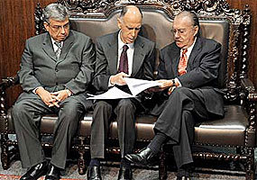 Senador Garibaldi Alves Filho, Marco Maciel (DEM-PE) e José Sarney - Jonas Pereira/Agência Senado
