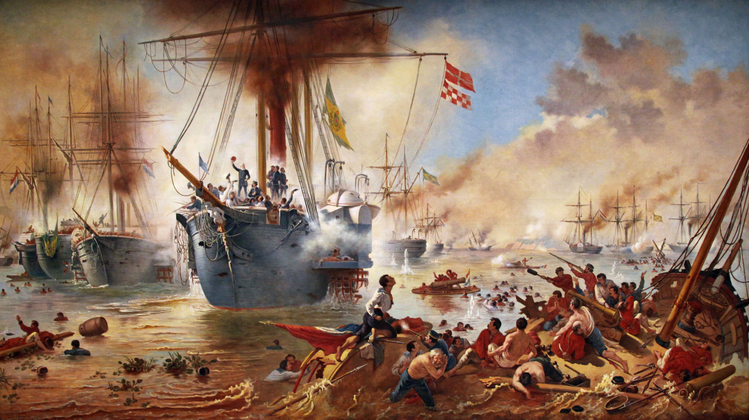 "Combate Naval do Riachuelo", quadro de Victor Meirelles sobre evento decisivo da Guerra do Paraguai